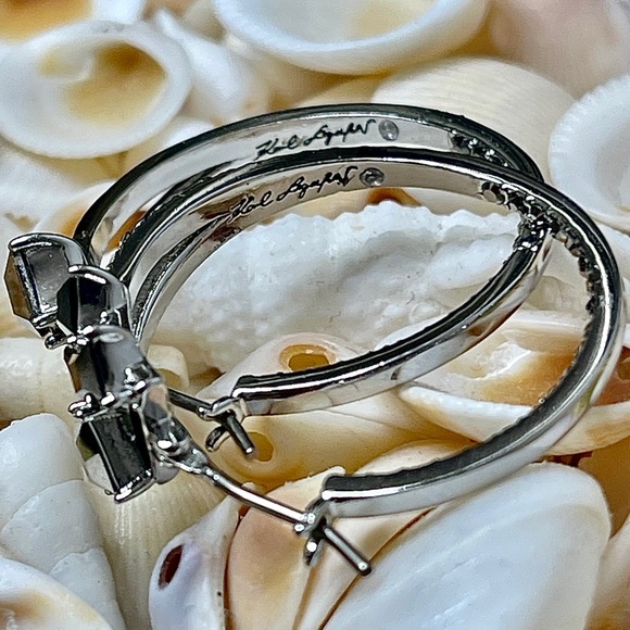 Karl Lagerfeld Hoop Earrings Black & silver NWT - Picture 4 of 10